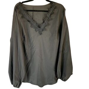 SHEIN Black Lace Trim Blouse
